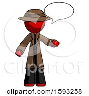 Poster, Art Print Of Red Detective Man With Word Bubble Talking Chat Icon