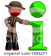 Poster, Art Print Of Red Detective Man With Info Symbol Leaning Up Against It