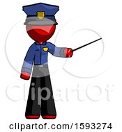 Poster, Art Print Of Red Police Man Teacher Or Conductor With Stick Or Baton Directing