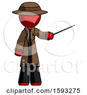 Poster, Art Print Of Red Detective Man Teacher Or Conductor With Stick Or Baton Directing