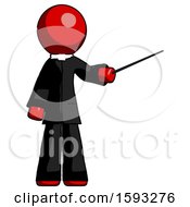 Poster, Art Print Of Red Clergy Man Teacher Or Conductor With Stick Or Baton Directing