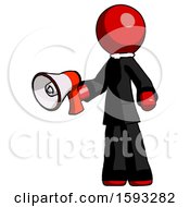 Red Clergy Man Holding Megaphone Bullhorn Facing Right