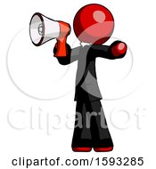 Poster, Art Print Of Red Clergy Man Shouting Into Megaphone Bullhorn Facing Left