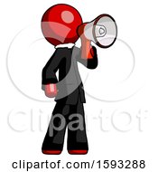 Poster, Art Print Of Red Clergy Man Shouting Into Megaphone Bullhorn Facing Right