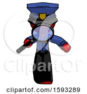 Poster, Art Print Of Red Police Man Looking Down Through Magnifying Glass