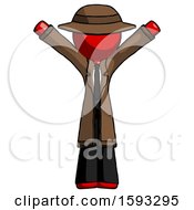 Red Detective Man With Arms Out Joyfully