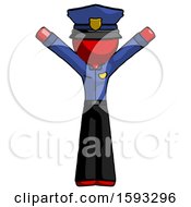 Red Police Man With Arms Out Joyfully