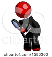 Poster, Art Print Of Red Clergy Man Inspecting With Large Magnifying Glass Left
