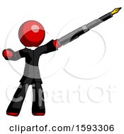 Poster, Art Print Of Red Clergy Man Pen Is Mightier Than The Sword Calligraphy Pose