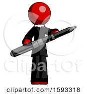 Poster, Art Print Of Red Clergy Man Posing Confidently With Giant Pen