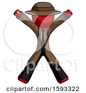 Poster, Art Print Of Red Detective Man Jumping Or Flailing