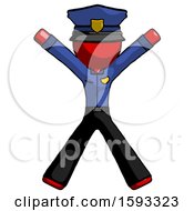 Red Police Man Jumping Or Flailing