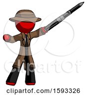 Poster, Art Print Of Red Detective Man Demonstrating That Indeed The Pen Is Mightier