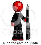 Red Clergy Man Holding Large Pen