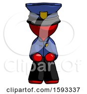 Poster, Art Print Of Red Police Man Squatting Facing Front