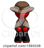 Red Detective Man Squatting Facing Front