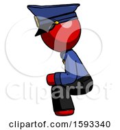 Poster, Art Print Of Red Police Man Squatting Facing Left