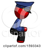 Poster, Art Print Of Red Police Man Squatting Facing Right