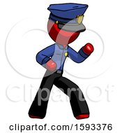 Poster, Art Print Of Red Police Man Martial Arts Defense Pose Right