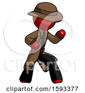 Red Detective Man Martial Arts Defense Pose Right