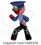 Poster, Art Print Of Red Police Man Martial Arts Defense Pose Left