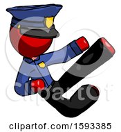 Poster, Art Print Of Red Police Man Flying Ninja Kick Right