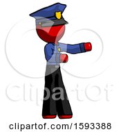 Poster, Art Print Of Red Police Man Presenting Something To His Left