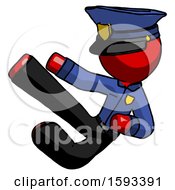 Poster, Art Print Of Red Police Man Flying Ninja Kick Left