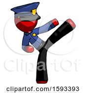 Poster, Art Print Of Red Police Man Ninja Kick Right