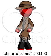 Poster, Art Print Of Red Detective Man Man Walking Turned Left Front View