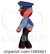 Poster, Art Print Of Red Police Man Man Walking Turned Left Front View
