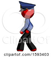 Red Police Man Walking Left Side View