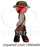 Poster, Art Print Of Red Detective Man Walking Away Direction Left View