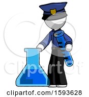 Poster, Art Print Of White Police Man Holding Test Tube Beside Beaker Or Flask