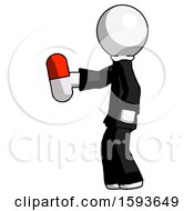 Poster, Art Print Of White Clergy Man Holding Red Pill Walking To Left