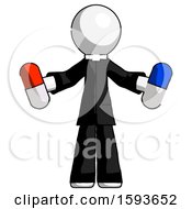 Poster, Art Print Of White Clergy Man Holding A Red Pill And Blue Pill
