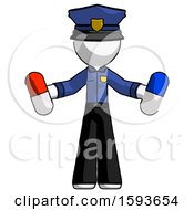 White Police Man Holding A Red Pill And Blue Pill