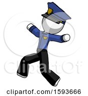 Poster, Art Print Of White Police Man Running Away In Hysterical Panic Direction Left