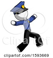 Poster, Art Print Of White Police Man Running Away In Hysterical Panic Direction Right