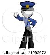 White Police Man Waving Right Arm With Hand On Hip