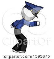 Poster, Art Print Of White Police Man Sneaking While Reaching For Something