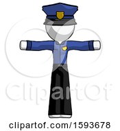White Police Man T Pose Arms Up Standing
