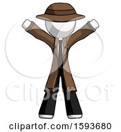 White Detective Man Surprise Pose Arms And Legs Out