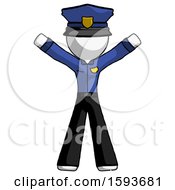 White Police Man Surprise Pose Arms And Legs Out