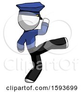 White Police Man Kick Pose