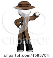 Poster, Art Print Of White Detective Man Waving Left Arm With Hand On Hip