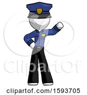 White Police Man Waving Left Arm With Hand On Hip