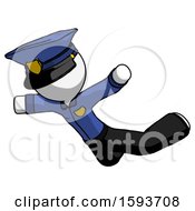 White Police Man Skydiving Or Falling To Death