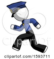 Poster, Art Print Of White Police Man Running Fast Left