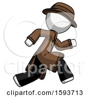 Poster, Art Print Of White Detective Man Running Fast Right